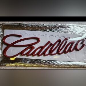 New red Cadillac metal emblem badge 7"